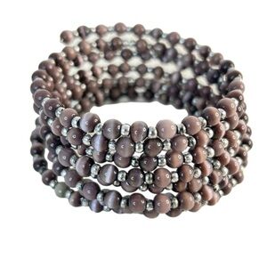 Cat’s Eye Beaded Coil Wrap Bracelet